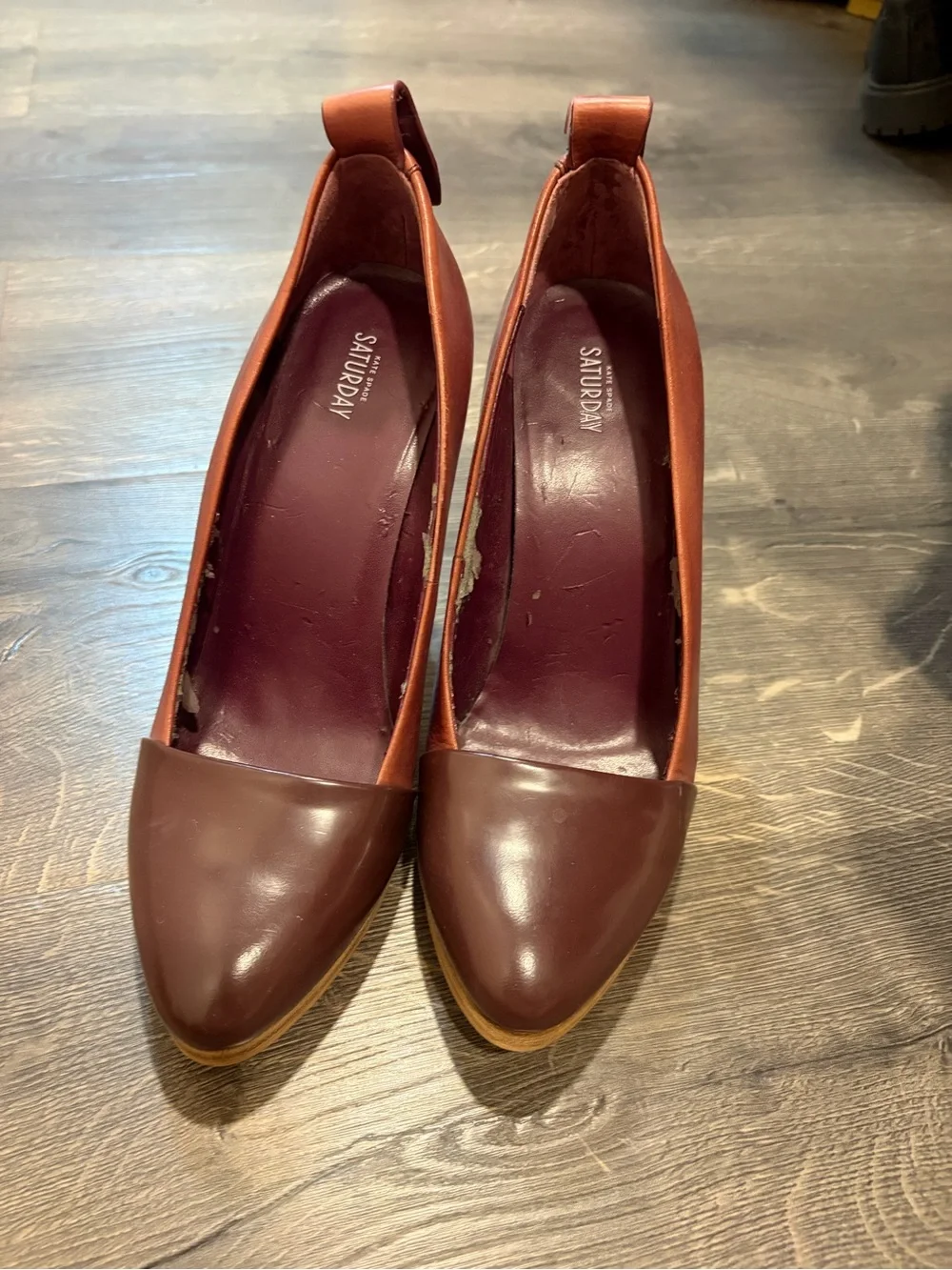 kate spade Two-Tone Brown and Burgundy High Heel Pumps